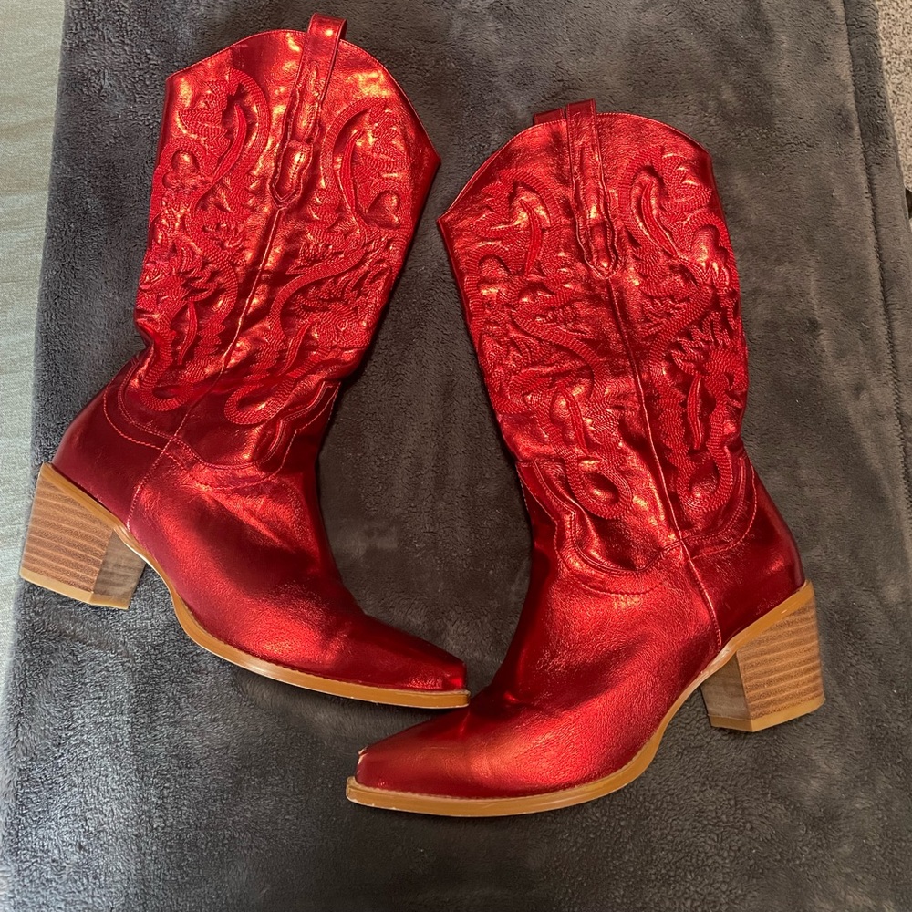 Red Metallic Cowgirl Boots